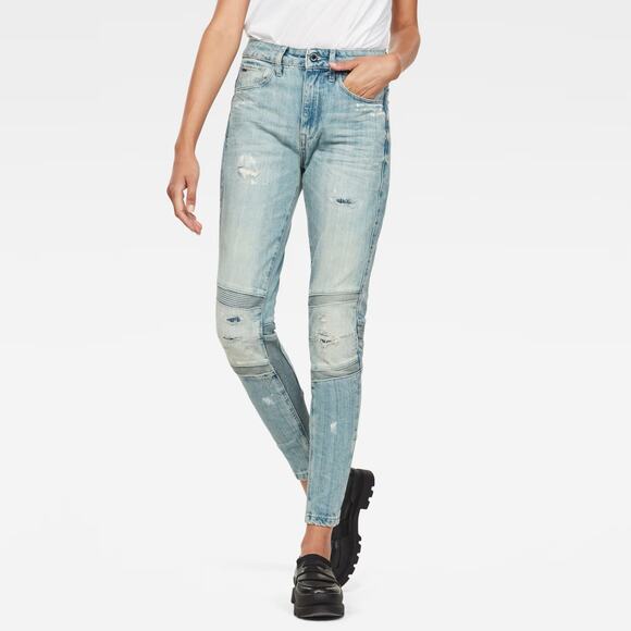 G-Star Raw Motac Deconstructed 3D High Rise Skinny Jean Light Wash Distressed 30 - Picture 1 of 16